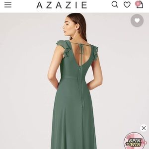 Azazie Claudine Bridesmaids Dress Eucalyptus Green Size 16